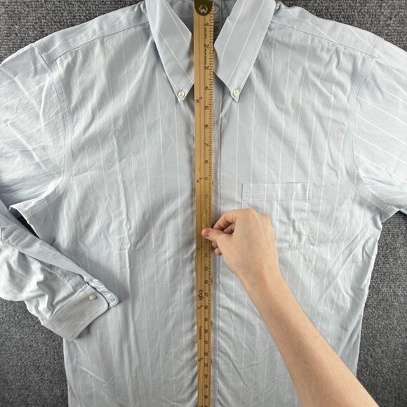 Brooks Brothers Cotton Striped Regent Blue Stretch Spandex 16 34 Non-Iron Button - Picture 3 of 13